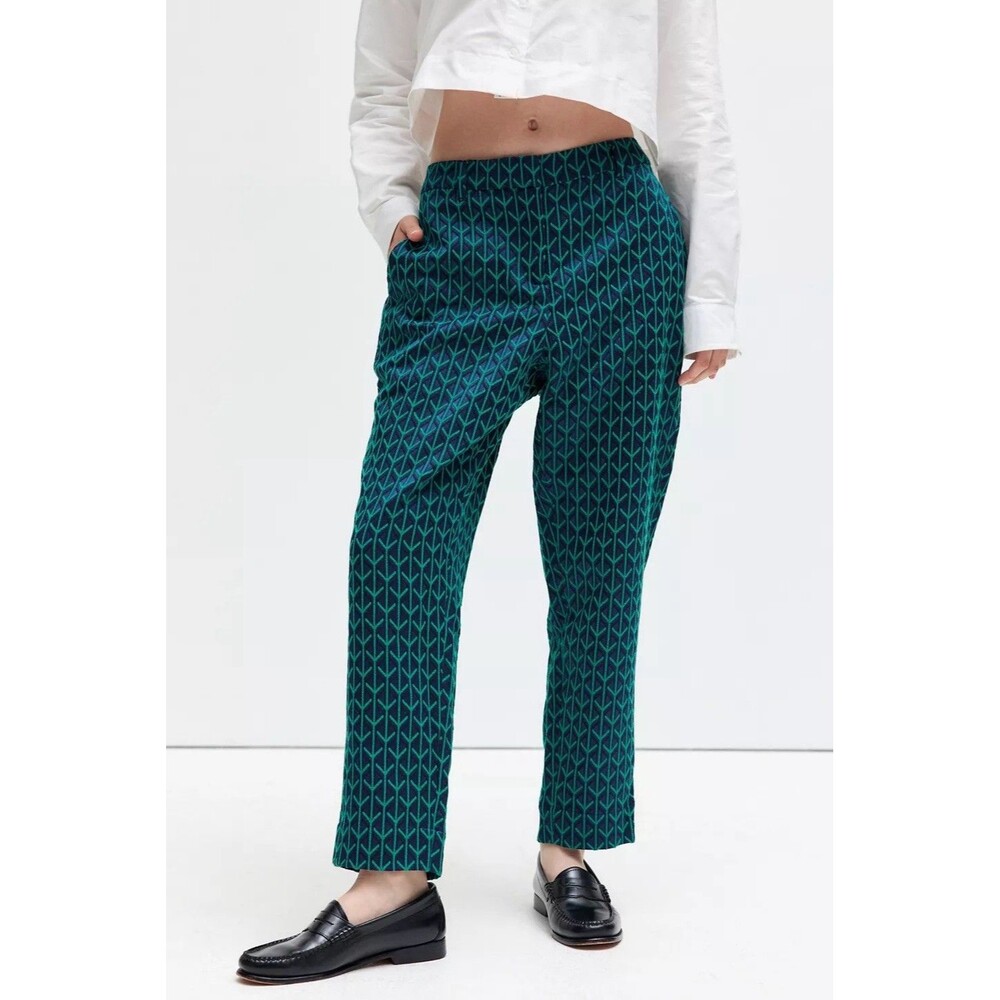 WILDFANG Women’s Slim Pant Green Multi Size 8 Empower Jacquard NWOT - Picture 4 of 16